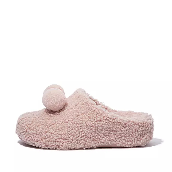 Chodaki FitFlop SHUV Pom-Pom Shearling Damskie Różowe | 30175954