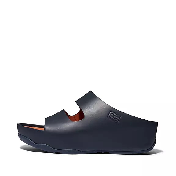 Klapki FitFlop SHUV Two-Bar Skórzane Damskie Granatowe | 66044271