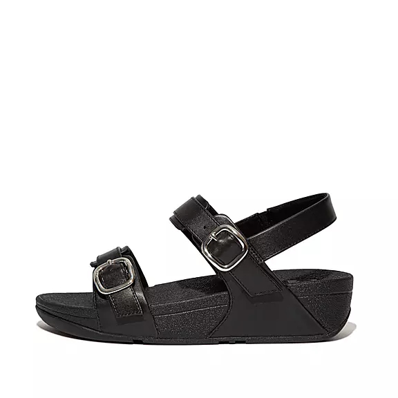 Sandały FitFlop LULU Adjustable Skórzane Damskie Czarne | 91892365