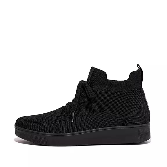 Trampki FitFlop RALLY Wody-Resistant Knit High-Top Damskie Czarne | 96976906