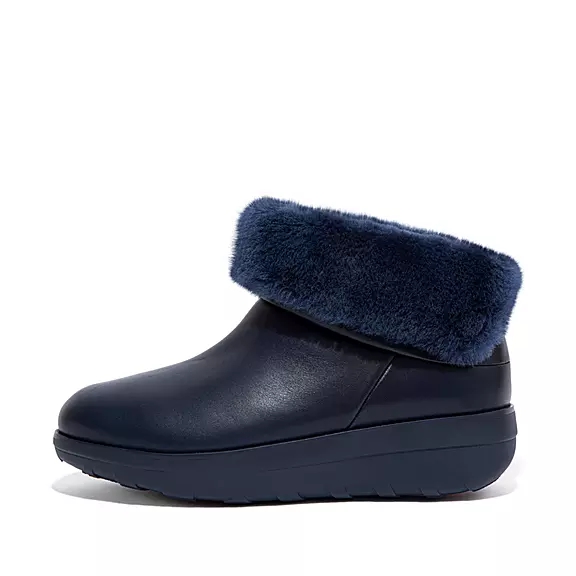 Trzewiki FitFlop MUKLUK SHORTY Nieprzemakalne Shearling-Podszewką Damskie Granatowe | 89544459