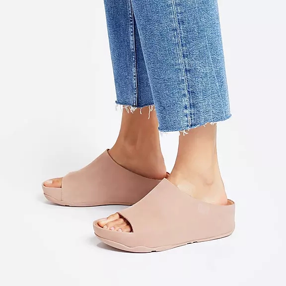 Klapki FitFlop SHUV Nubuck Damskie Beżowe | 79083061