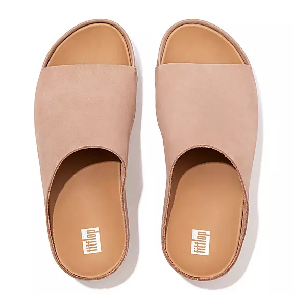 Klapki FitFlop SHUV Nubuck Damskie Beżowe | 79083061