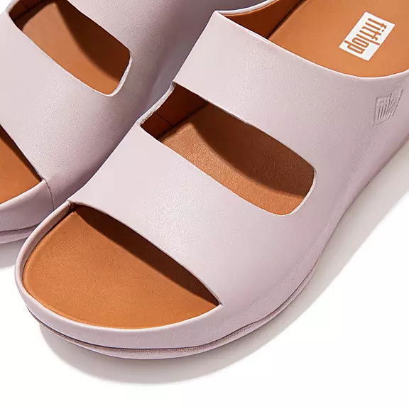 Klapki FitFlop SHUV Two-Bar Skórzane Damskie Głęboka Fioletowe | 75830470