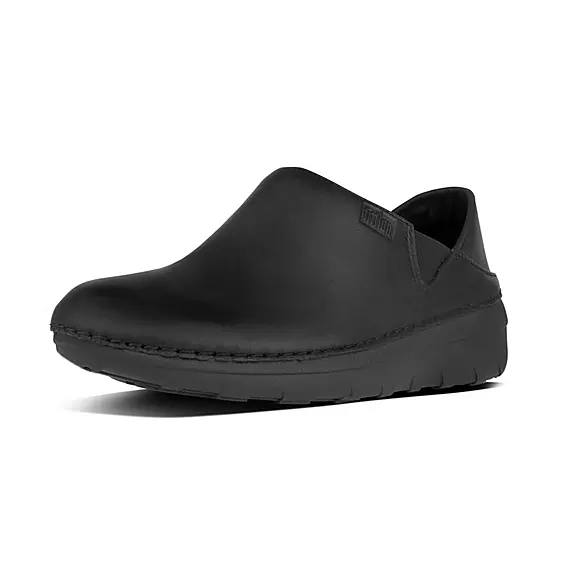 Loafersy FitFlop SUPERLOAFER Skórzane Damskie Czarne | 36276764