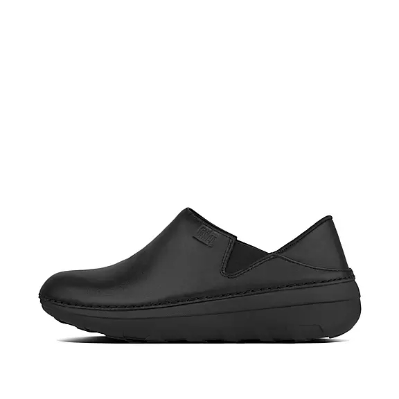 Loafersy FitFlop SUPERLOAFER Skórzane Damskie Czarne | 36276764