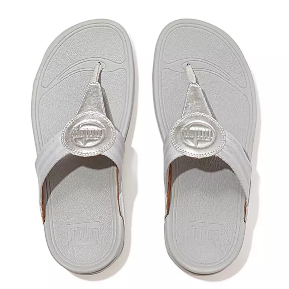 Sandały Ze Słupkami FitFlop WALKSTAR Webbing Damskie Srebrne | 17291651