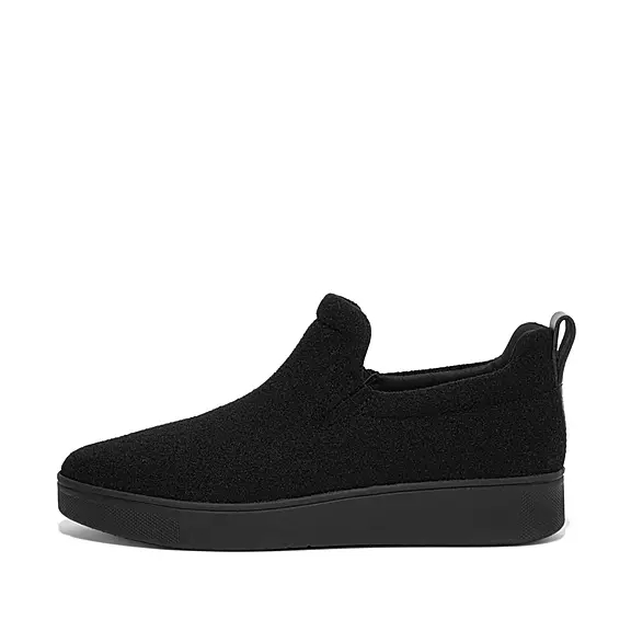 Trampki FitFlop RALLY Felt Slip-On Damskie Czarne | 33875053