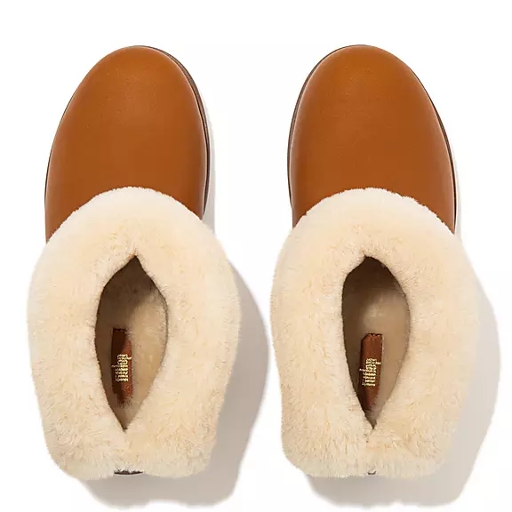 Trzewiki FitFlop MUKLUK SHORTY Nieprzemakalne Shearling-Podszewką Damskie Głęboka Brązowe | 65339986