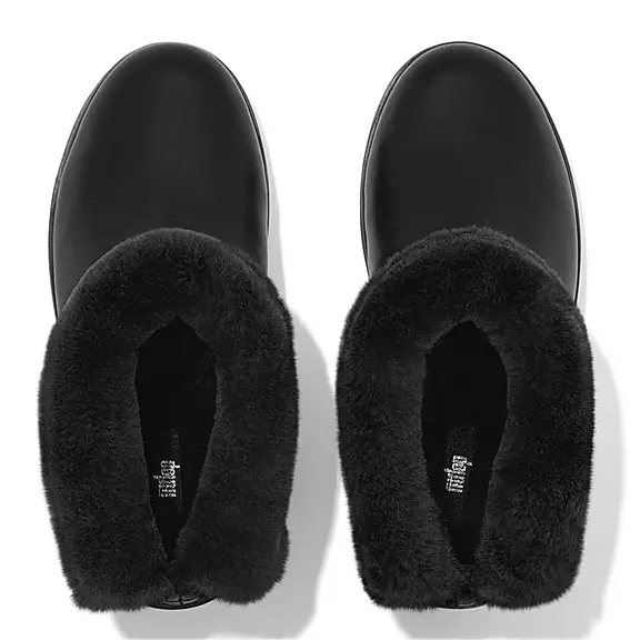 Trzewiki FitFlop MUKLUK SHORTY Nieprzemakalne Shearling-Podszewką Damskie Czarne | 86702507